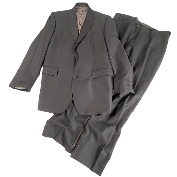 Calvin Klein Wool Suit Men's Black 2-Piece Sz 44‎ Jacket 38x32 Pants